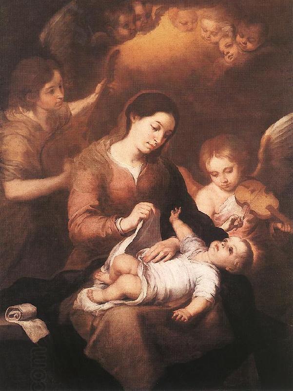 MURILLO, Bartolome Esteban Mary and Child with Angels Playing Music sg China oil painting art